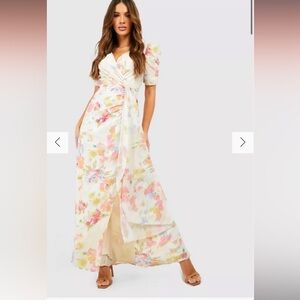 Boohoo floral print drape maxi dress WORN ONCE